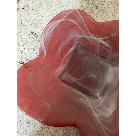 Made in Spain, Red, Recycled, Cold Painted Art Glass Coffee Table Bowl, 11.5” - Picture 8 of 11